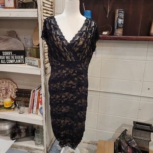Marina Black Stretch Lace Dress